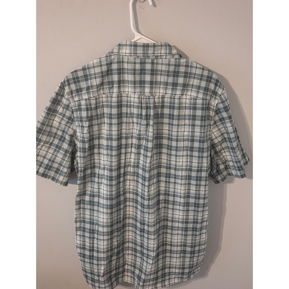 Helly Hansen Mens XL Plaid Short Sleeve Button Up Shirt Green Blue Hiking 34220 - Picture 7 of 8